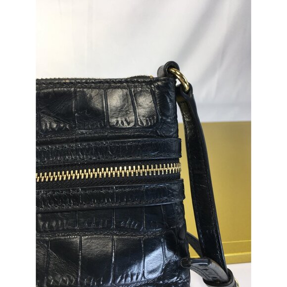 Cole Haan Crossbody Shoulder Purse Bag Genuine Leather Alligator Print Black  -N - Picture 7 of 16